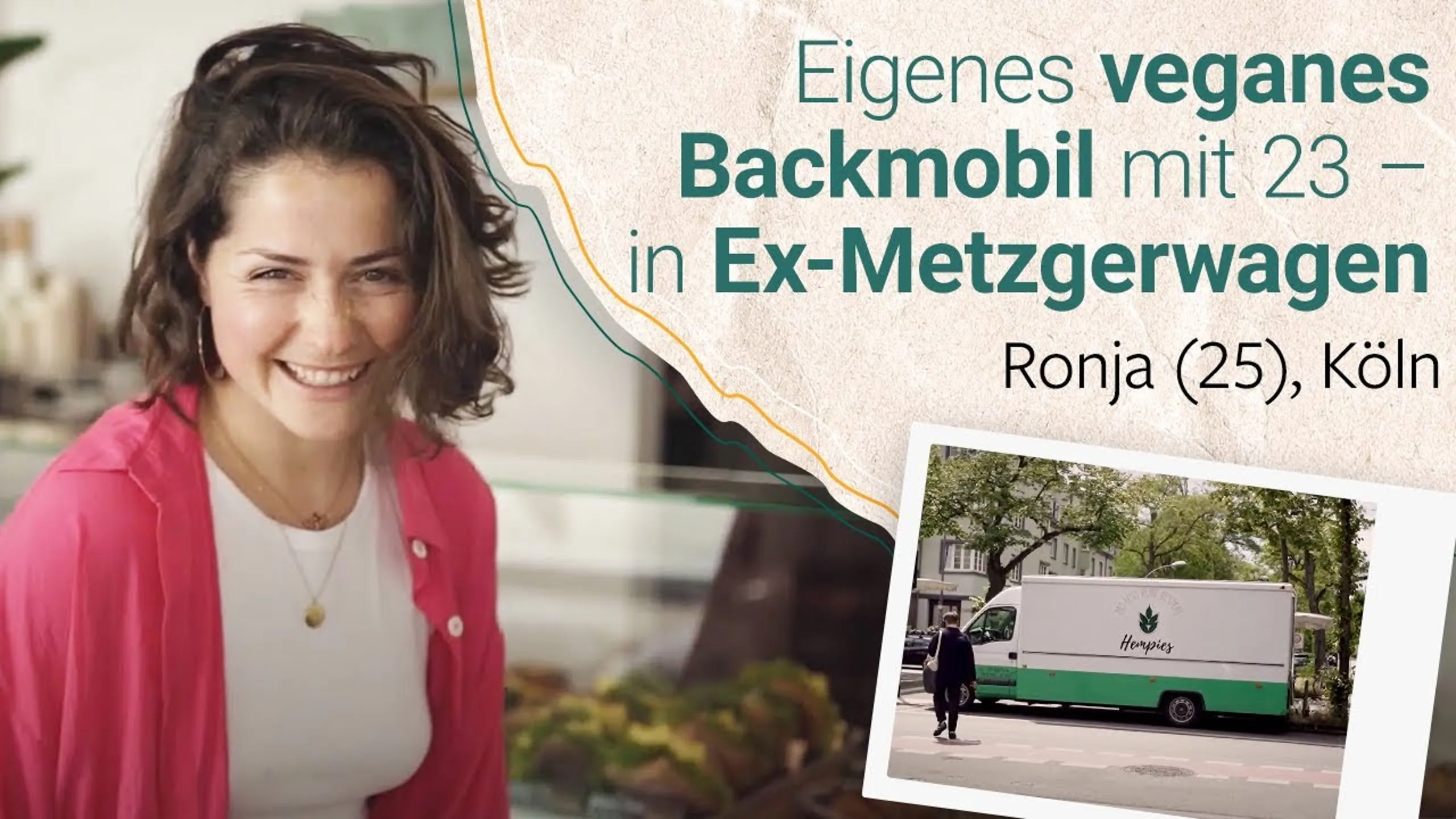 Ronja vor dem veganen Backmobil von Hempies – Vorschaubild des Videos